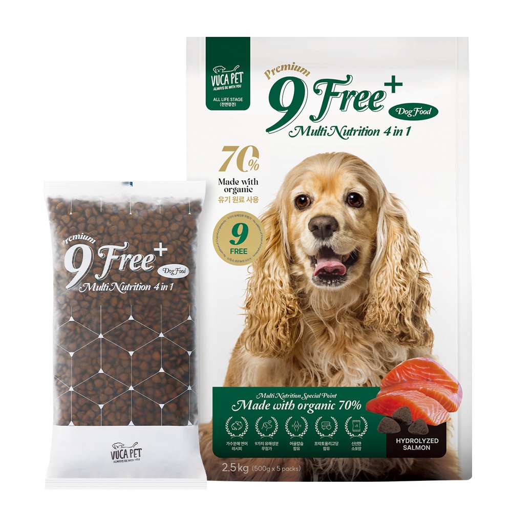 뷰카펫 유기농 70% 9Free+ 4in1  프리미엄 강아지 건식 사료, 2.5kg 1개입